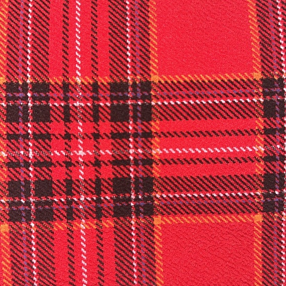 High Waisted PLT Red Tartan Plaid Wide Leg Pants Size 12 - Picture 4 of 4